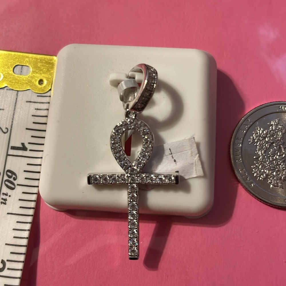 Sterling Silver Medium Size Egyptian Cross Charm pendant - Picture 2 of 3